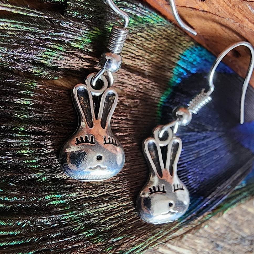 Silver Bunny Rabbit Earrings Easter Earrings Spring Animal Lover Jewelry